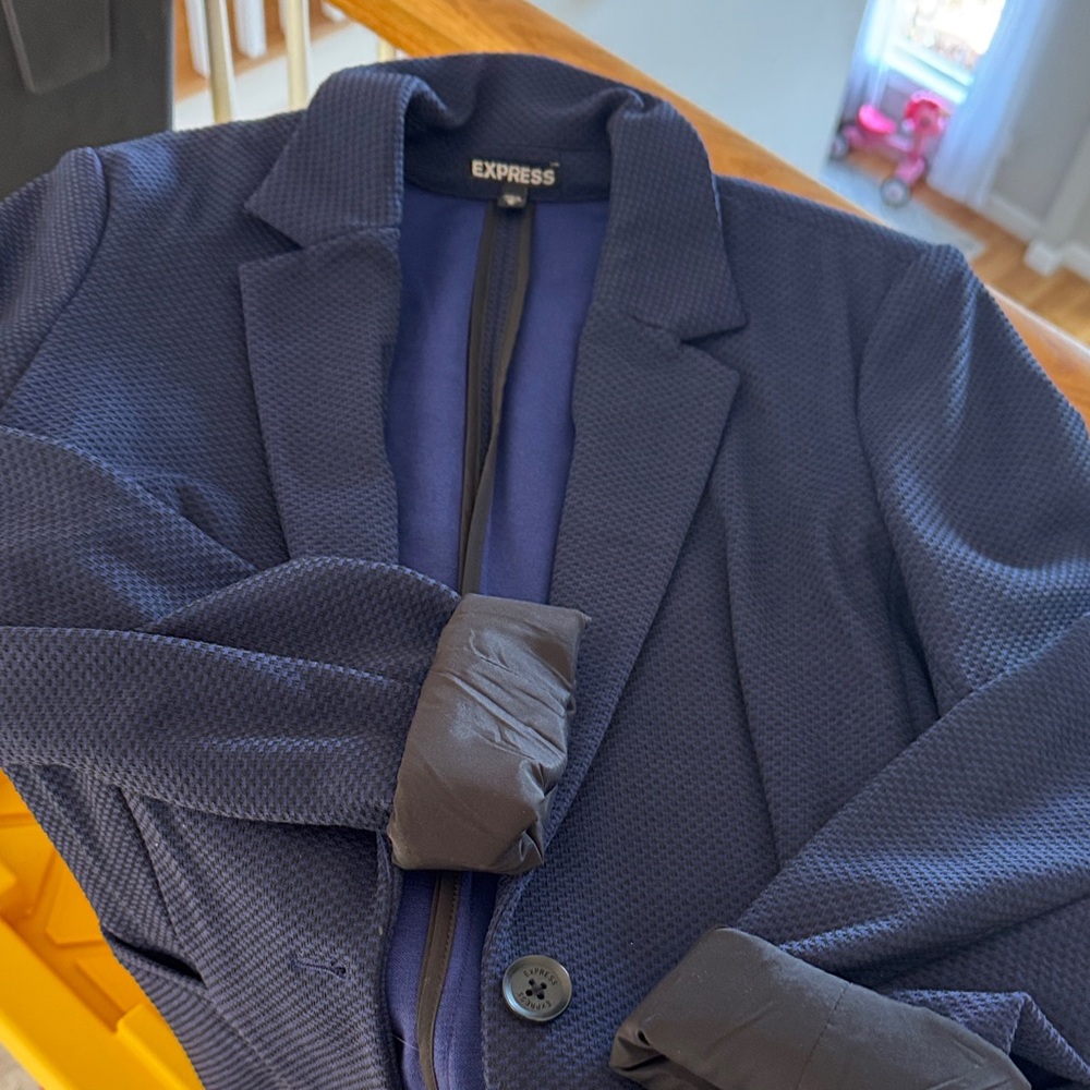 Express Textured Dark Blue Blazer